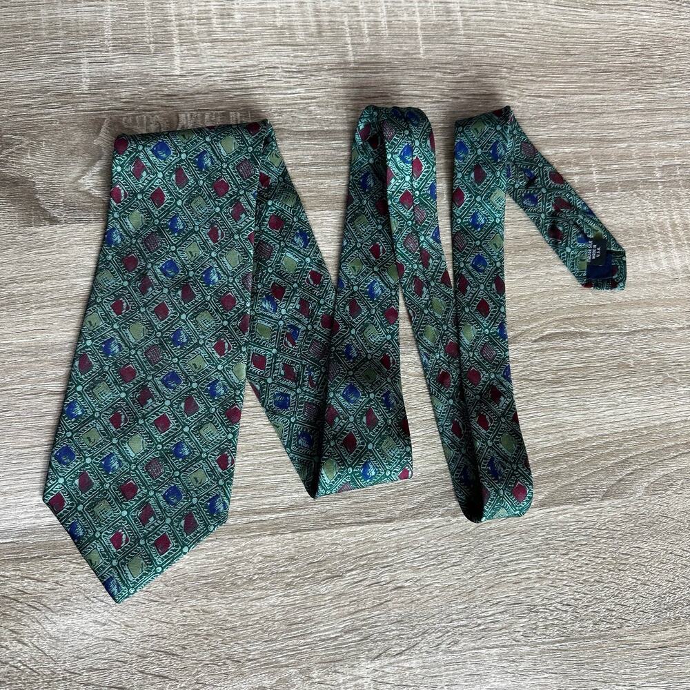 Liberty of London Mens Tie 100% Italian Silk Green Blue Red‎ Yellow Holiday 56"